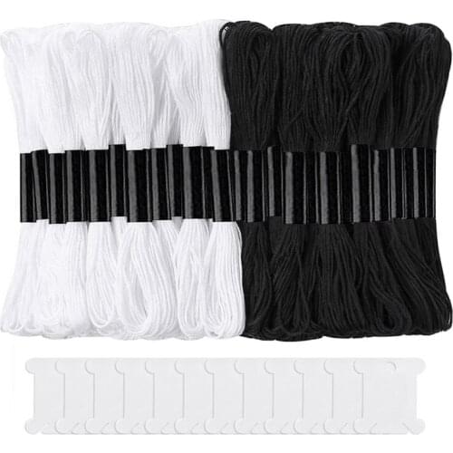 24 Skeins Cross Stitch Threads, Cotton Embroidery Floss Friendship Bracelets Floss with 12 Floss Bobbins for Knitting