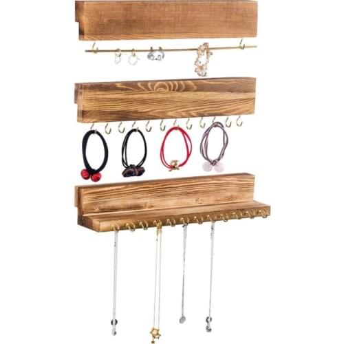 3Pcs Simple Style Jewelry Rack Small Jewelry Display Wood Rack DIY Necklace Jewelry Earrings Necklaces Ear Stud Pendant Hanger