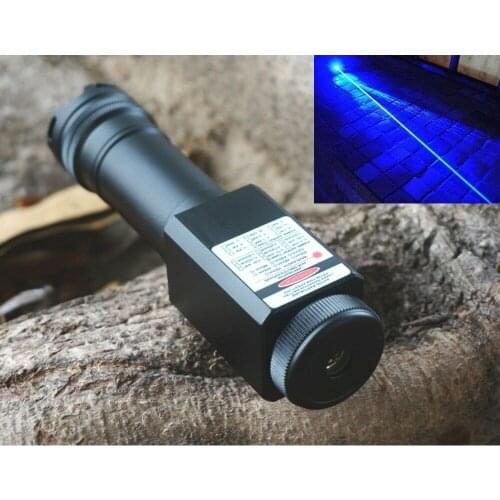 450T-2000-18650 Waterproof 450nm Blue Focusable Dot Spot Laser Pointer Flashlight