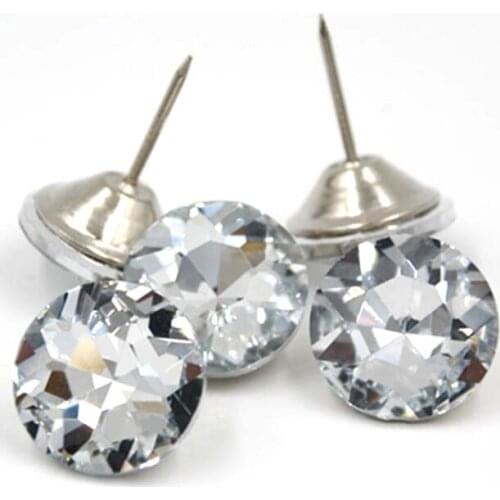 50pcs/lot 20mm&25mm Glass Crystal Buttons Upholstery Nail Stud Sofa Bed Headboard Gem design Decor Furniture Nails Free Shipping