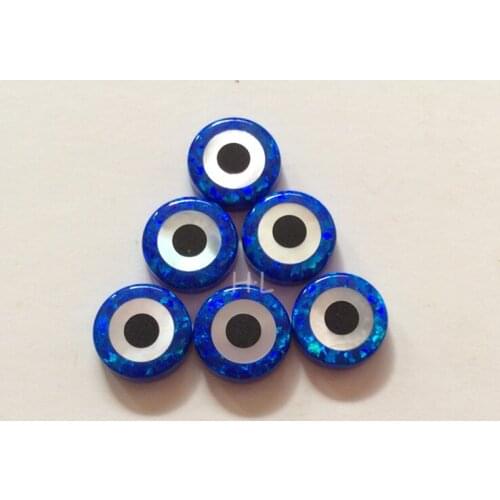50PCS/Lot OP50 Sleepy Blue 10MM Round Synthetic Opal Blue Eye For Jewelry