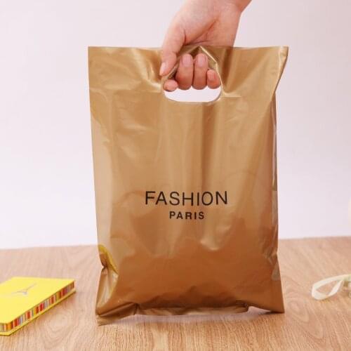 500pcs/lot Custom Gold gift plastic jewelry pouch Packing Carrier shopping Bags with your logo