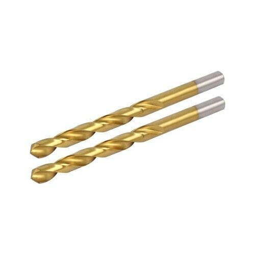 8.1mm Drilling Dia Titanium Plated 2 Flutes Straight Shank Twist Drill Bit 2pcs