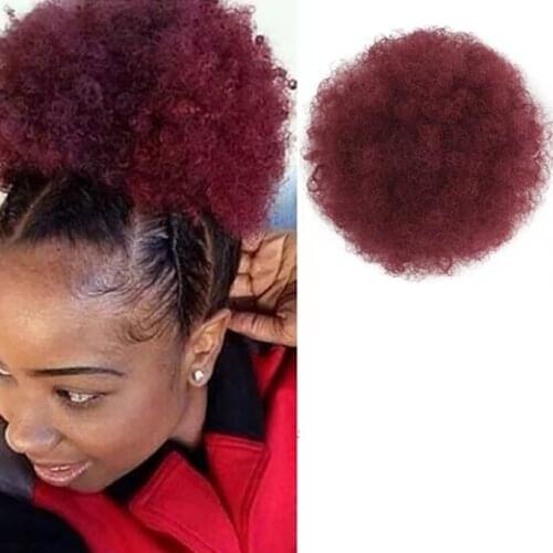 YIHAN Afro Kinky Curly Ponytail Human Hair Ponytail For Black Women Drawstring Ponytail Puff Kinky Curly Ponytail Wigs Wigbow