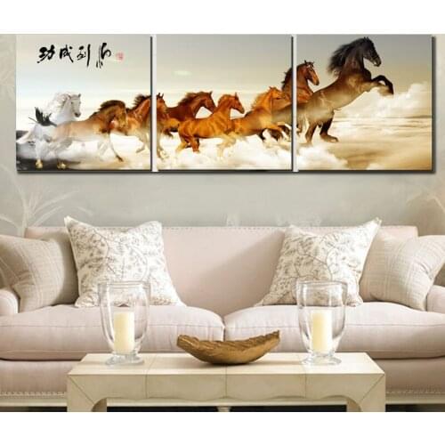Unframed 3panel Success Running Horse Modern Wall Art Picture Oil Paint Tableaux Sur Toile Home Wall Decoration For Living Room