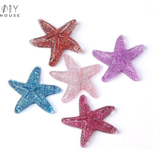 10/20/30Pcs Glitter Starfish Flatback Planar Resin Color DIY Craft Supplies Basteln Art Ornaments Home Hair Accessories Material