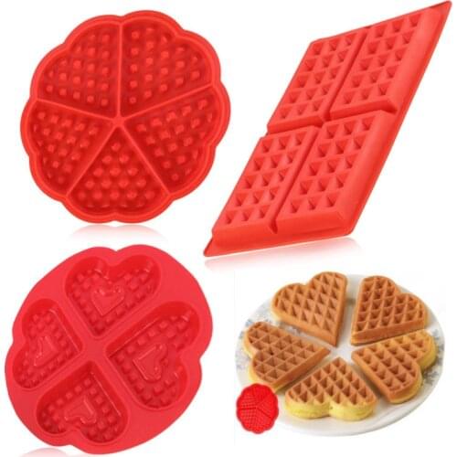 DIY Household Waffle Silicone Mold Heart Shaped Rectangle Bread Cake Chocolate Making Tools Kitchen Baking Accessories