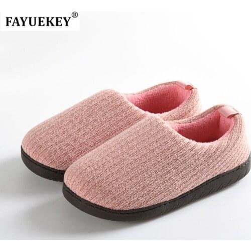 FAYUEKEY Winter High Quality Big Size Home Cotton Coquette Slipper Women Indoor Floor Outside Thicken Warm Bedroom Flat Shoes