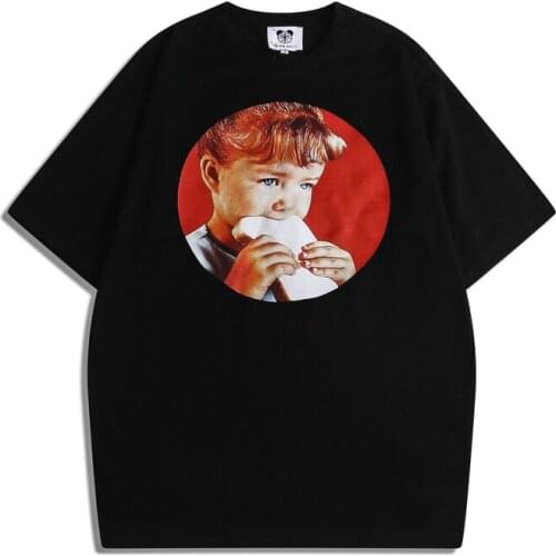 Harajuku Girl Print Streetwear Summer Tshirts Mens Crew Neck Loose Short Sleeve Cotton T Shirt Oversize Black Casual Top Tees