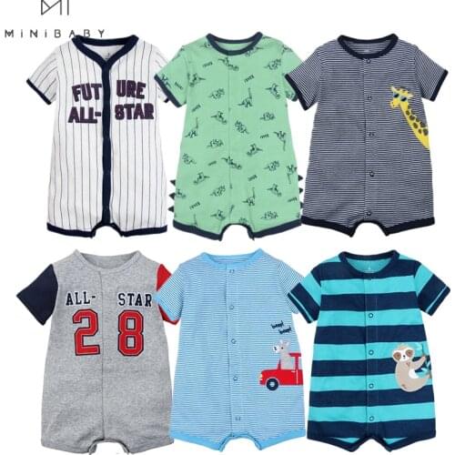 2021 Baby Girls Clothes Summer Cotton Jumpsuits Short Sleeve Rompers One Piece Newborn Clothing 0-24m Twins Toddler Costume Ins