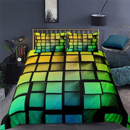 2021 3D Abstract Bedding Set Neon Letters Digit Duvet Cover Linen Bed Cover Set Comforter Cover Single Double King Queen Size