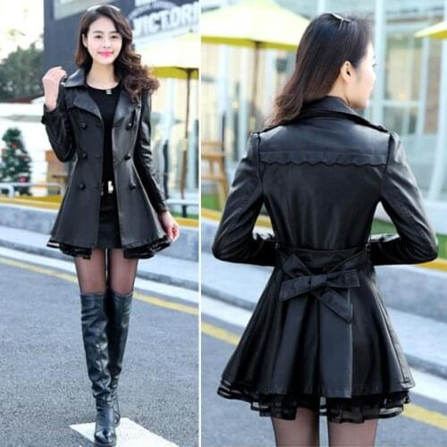 KMETRAM Leather Jacket Autumn Winter Jacket Women Clothes 2020 Korean Long Trench Coat Female Jacket Jaqueta De Couro MY3420