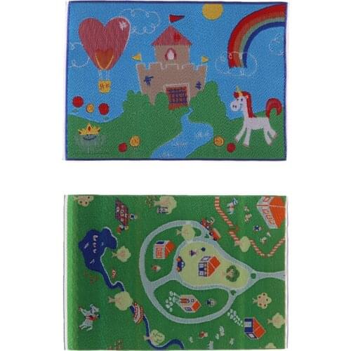 Dollhouse Rug Furnitures 1/12 Scale Mini Carpet Decoration for Living Room, Bedroom - Pack of 2 (Castle + Park)