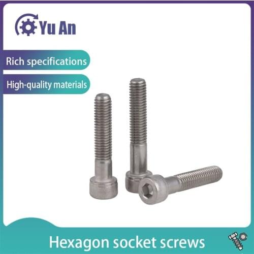 M4M5M6 304 Stainless Steel Half-tooth Hexagonal Screw Cylinder Head Bolt Cup Head Screw 10PCS
