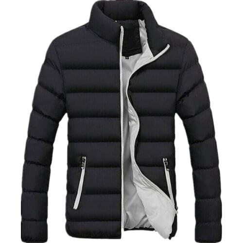 2021 New Warm Thick Men Parka Jackets Winter Casual Outwear Coats Solid Stand Collar Male Windbreak Cotton Padded Down Jacket