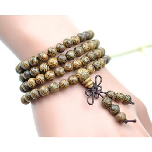 REAL Garden bead Natural chicken wing wood bracelet buddhist beads rosary hand string 108 septum Yellow Crystal Wholesale price
