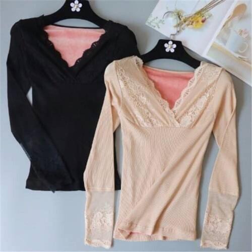 2019 New Autumn Winter Women Plus Velvet Thicken Thermal Underwear Female Body Shaped Slim Soft Warm Bottoming Thermo Mujer S24