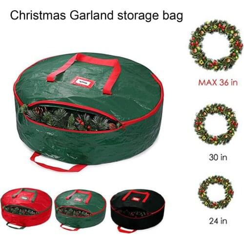 New Durable Christmas Wreath Round Holiday Storage Bag Sturdy Dual Zipper Titch Secured Handles Travel Storage