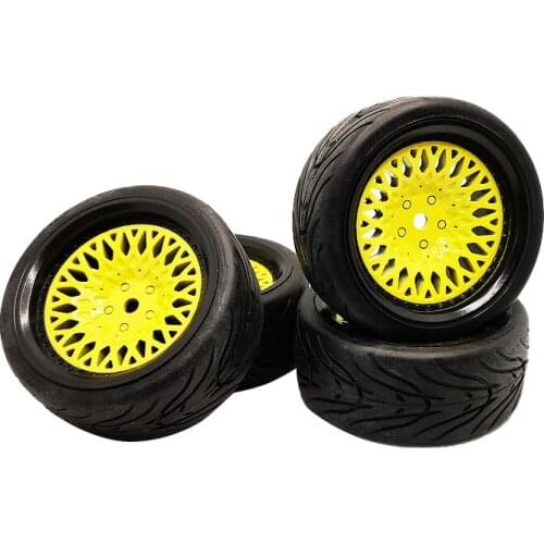 Rim 12mm 1/10 Rubber Tire Wheel Set Model 4pcs CLSNKY + PP133 Fit 1:10 RC On Road Car