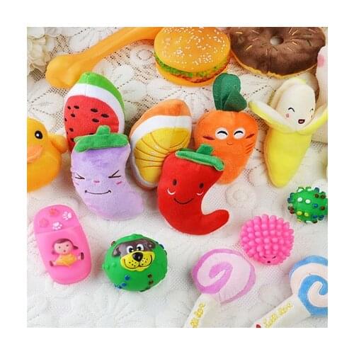 Vegetables 6 Chew Play Toys Pet Squeaky Puppy Chew Squeaker Quack Sound Doll Toy Creative Simulation Donut Pet Supplies Dog Toys