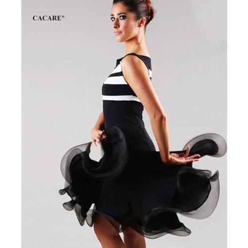 SALE Sexy Latin Dance Dress Women Latina Salsa Latin Dance Competition Dresses Fringe Customize D0545 CACARE Fluffy Ruffled Hem