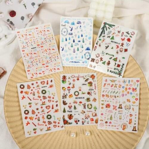 Christmas Pattern Nail Art Sticker Self Adhesive Transfer Decal 3D Slider DIY Tips Nail Art Decorations Manicure Package