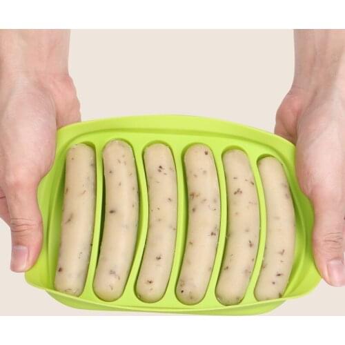 Cute 6 In 1 Sausage Maker Silicone Mold DIY Hot Dog Handmade Ham Sausage Mould Kitchen Making and Refrigerated Hot Dog Tool
