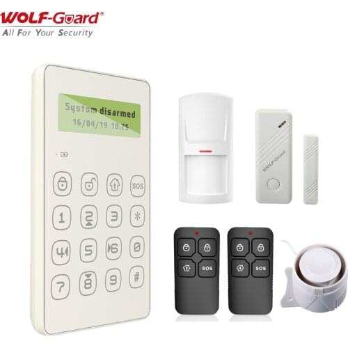 Wolf-Guard GSM SMS Smart Home Alarm Security Burglar System App Control Door Windows Sensor PIR Motion Detector KeyFobs 433MHz