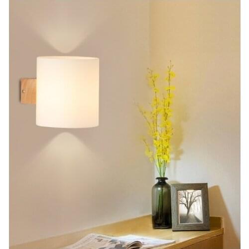 Nordic wall lamp wooden wall lamp modern minimalist creative living room bedroom bedside lamp aisle solid wood wall lamp
