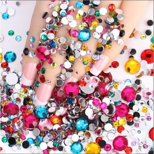 3/4/5mm Color Mixed Clear Crystal Stone FlatBack Rhinestones Trim Strass Glitter DIY Nail Craft Jewelry Dress Phone Decoration