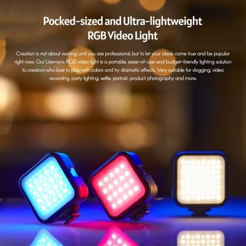 Godox LITEMONS LED6R RGB LED Video Light Mini Fill-in Light 3200-6500K 13 Lighting Effect Magnetic Adsorption for Live Streaming