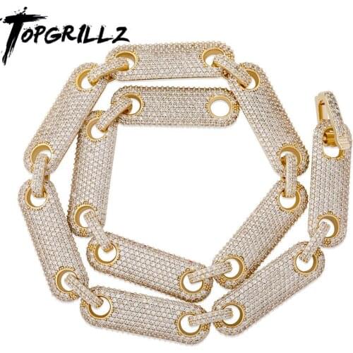 TOPGRILLZ 12mm Necklace Link Chain Hip Hop Necklace Iced Out Micro Paved AAA Cubic Zirconia Charm Chain Men and Women For Gift
