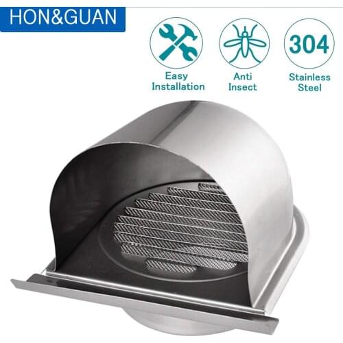 4'' 100mm Waterproof Stainless Steel Vent Cap Grille Ventilation Hood Anti-corrosion Air Exhaust Extractor for Wall Outlet Cover