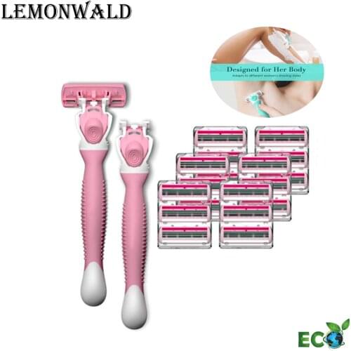 Women Razor for Shaving holder Safety Razor Suitable Sensitive Skin With 2 Handles and 19 Razor Blades Manual Shaving Razors