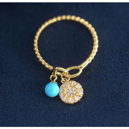 SLJELY Fashion S925 Sterling Silver Lagoon Blue Pendant and Sun Ring Women An Afternoon At The Beach Series France Brand Jewelry