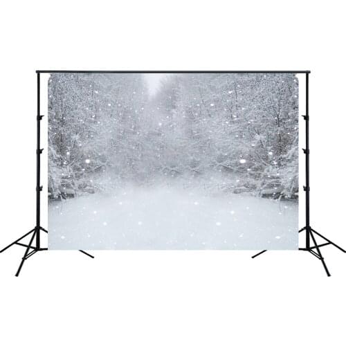 Winter Snowfall Forest Landscape Christmas Backdrop Snowflake White Noel Pine Party Banner Portrait Background Photo Studio Prop