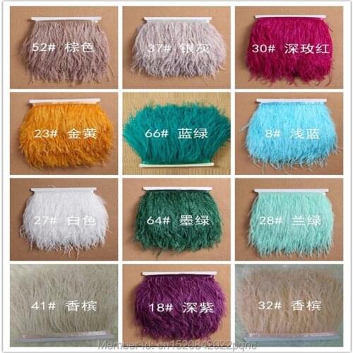10-15cm Height Multi Color Natural Ostrich Feather Lace 10 meter / bag Ostrich Plume Fringe Trims Clothing Accessories Supplies