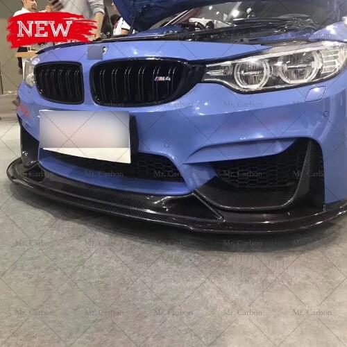 FOR BMW F82 M3 M4 REVOZPORT-STYLE CARBON FIBER FRONT LIP TRIM 3PCS BODY KIT TUNING PART M3 CARBON FRONT BUMPER SPLITTER RACING