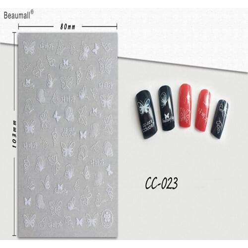 3D White Nails Art Manicure Back Glue Decal Decorations Nail Sticker For Nails Tips Beauty