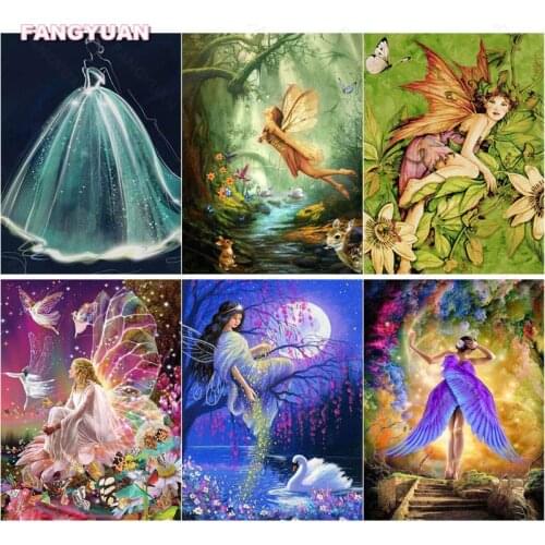 Diy 5D Diamond Painting Angel Girl Elves with Wings Full Round Square Drill Diamond Embroidery Cross Stitch Kits Mosaic Handmade