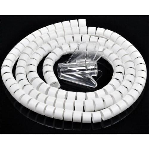 Free Shipping a bag of 16mm*3m Spiral Cable Wire Wrap Tube Computer Manage Cord Cable Sleeves Spiral Flexible PE cable sleeve