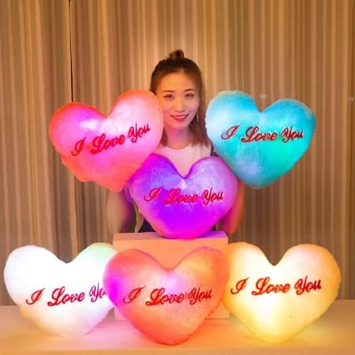 Heart Shaped Pillow Plush Light - Up Toys Glowing Toys With English Letter Kids Gift for Girl Friend Led Stuffed Pillow