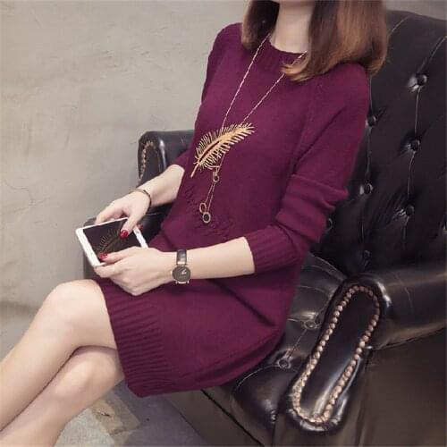 Long Sweater Pullovers Dress Casual Warm Women 2020 New Women Fashion Autumn Winter Knitted Sweaters Pullover Female Tops