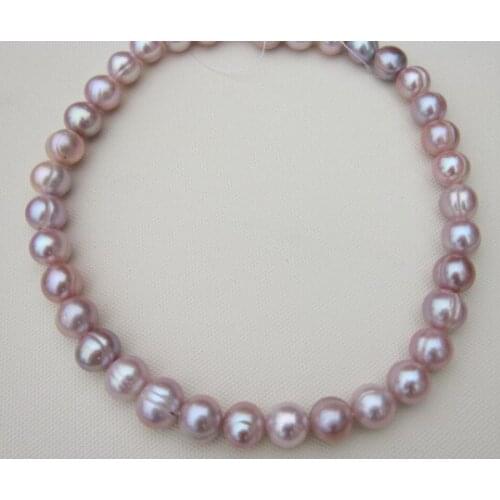 Elegant 11-12mm south sea baroque lavender pearl necklace 18inch 14k