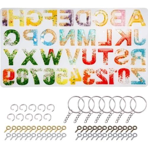 Reversed Resin Casting Alphabet Mold Sturdy Letter Number Silicone Mould for Epoxy Resin Keychain Pendant Jewelry Craft