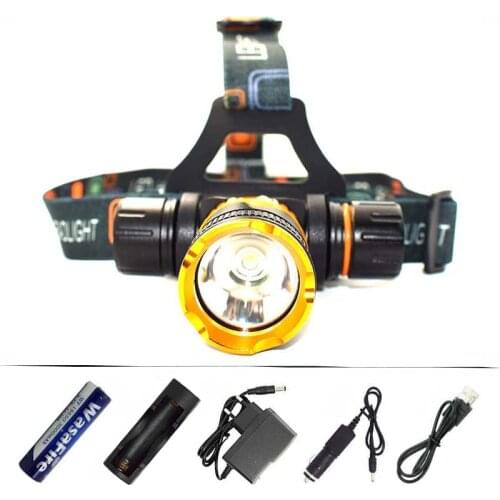 3800lm Waterproof Headlamp XM-L T6 LED Diving Headlight Underwater Head Lamp Swimming Torch Frontal Flashlight + 18650 + Charger