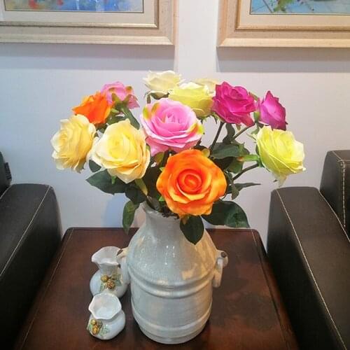 12pcs/se 6 Colors Rose Silky Artificial Flowers Bride Wedding Home Decoration Fake Flowers Faux