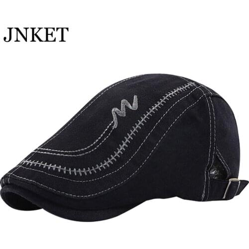 JNKET New Embroidery Unisex Beret Hat Leisure Cotton Peaked Cap Flat Caps Outdoor Travel Sunhat Duckbill Cap Adjustable Size