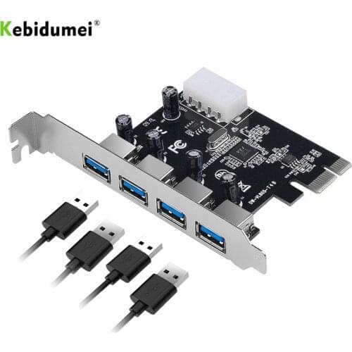 Kebidumei 4-port USB 3.0 PCI-e Expansion Card PCI express PCIe USB 3.0 hub adapter 4-port USB 3 0 PCI e PCIe express 1x