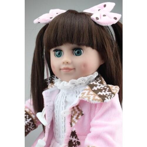 18'' 45CM GIRL Brown Long hair blink eyes Reborn dolls vinyl newborn AMERICAN PRINCESS baby doll girls gift